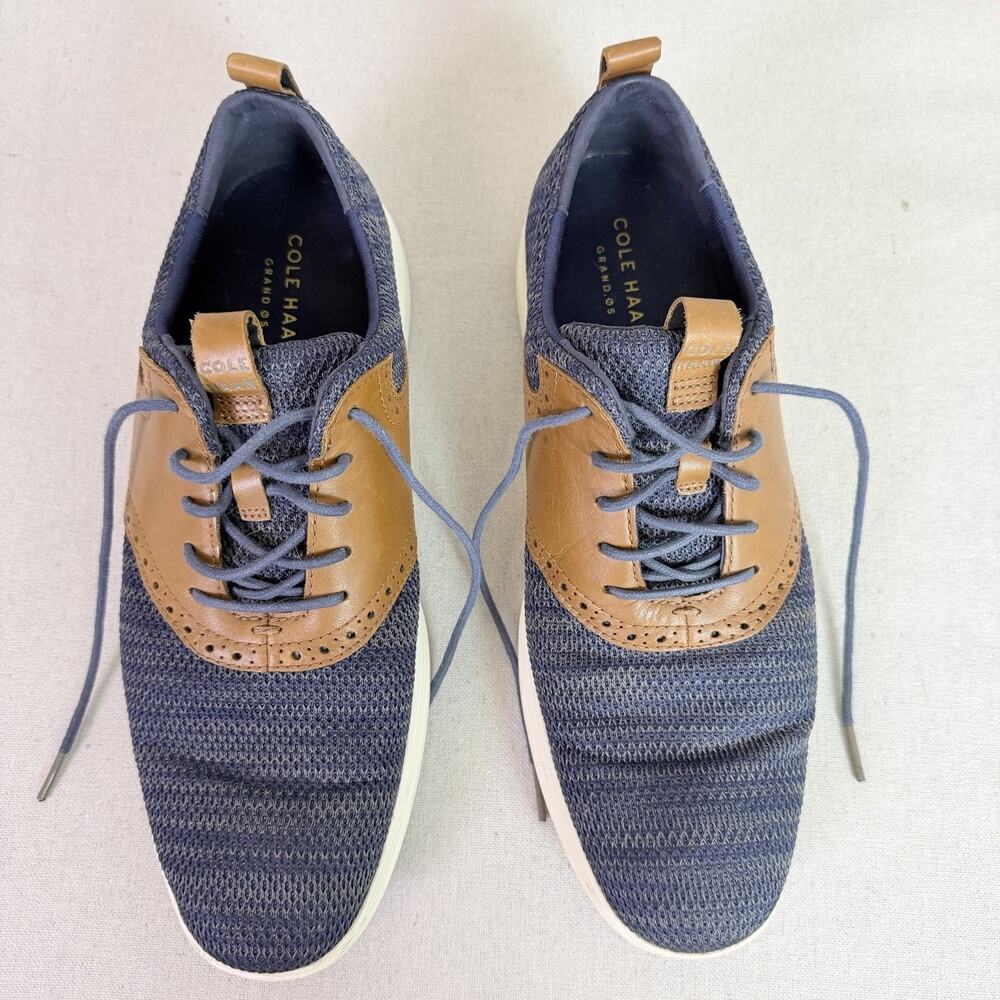 Cole Haan Grand Tour Knit Oxford Shoes Men's 11M Two Tone Blue Tan Casual Preppy - Picture 4 of 16